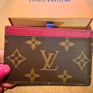 Louis Vuitton Brown and Red Monogram Card Case